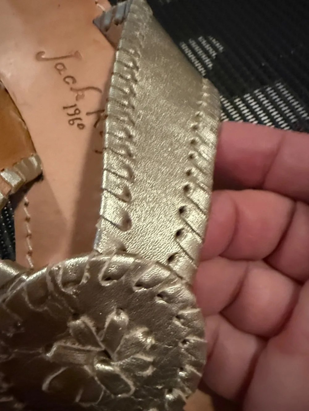 Metallic Gold Leather Thong Sandals
